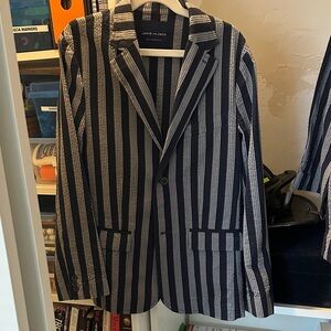 Janie and Jack Dark Blue and White Striped Blazer